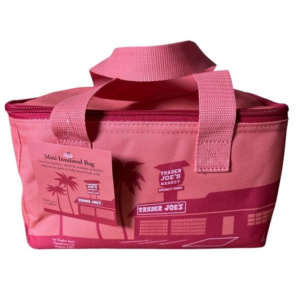 Trader Joe's Mini Insulated Bag Lunch Box Melon Peach Color Zipper NWT - Picture 1 of 9